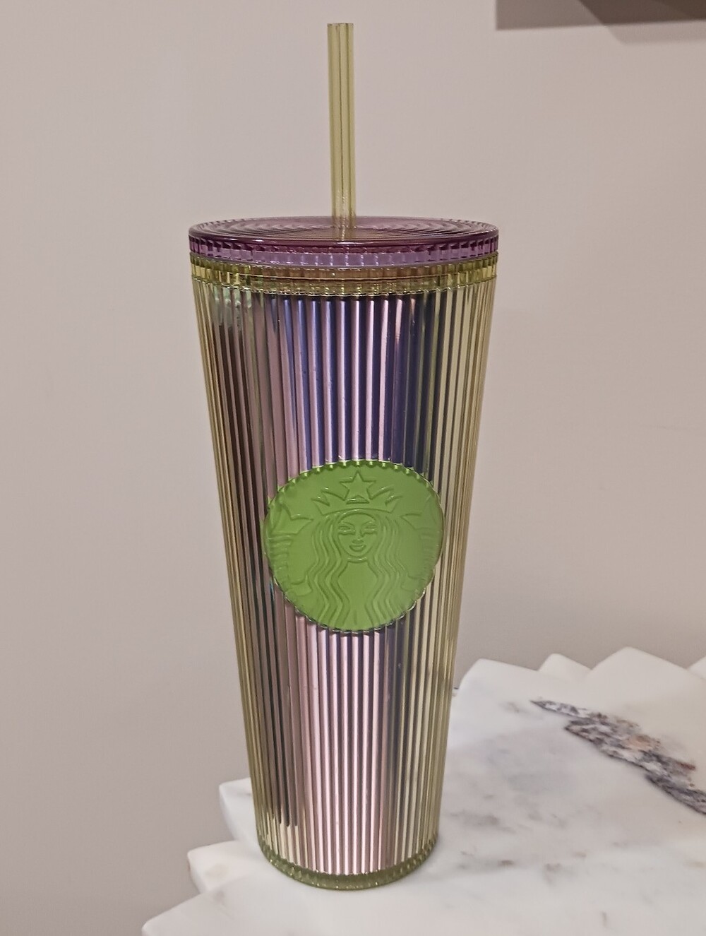 Starbucks Cold Cup Pleated Translucent Green Lilac Venti 2023